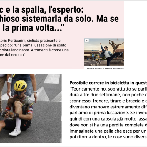 Intervista Gazzetta dello Sport Lussazione Spalla